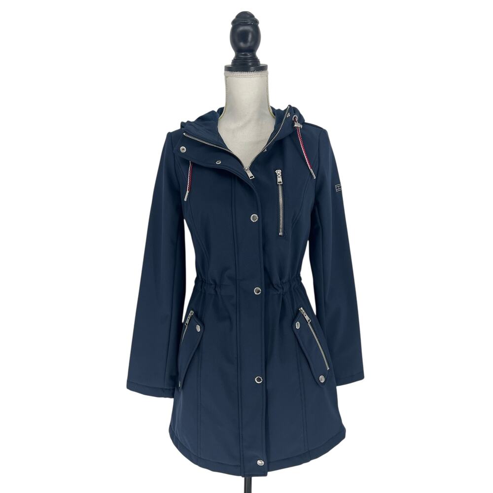 Tommy Hilfiger Hooded Cinch Waist Softshell Raincoat XXS - Picture 5 of 15